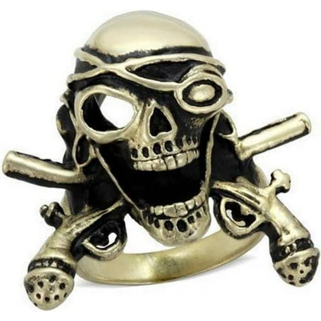 Alamode TK2456-9 IP Antique Copper Stainless Steel Ring with Epoxy, Jet - Size 9