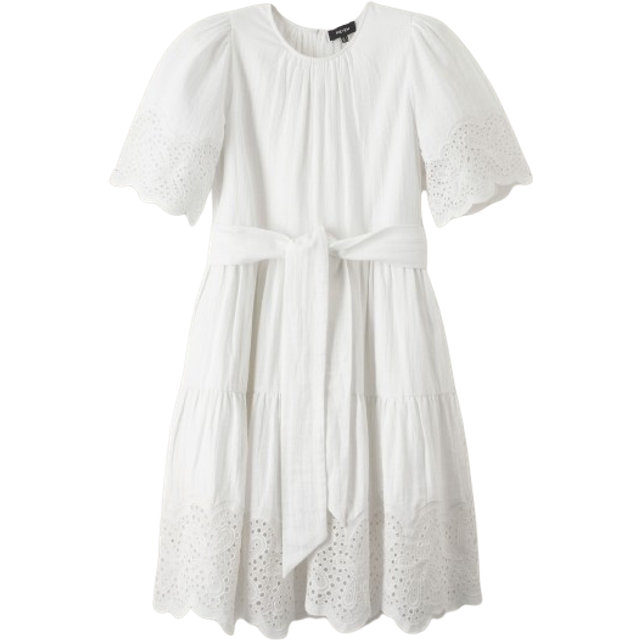 Me and Em Womens Soft White Cheesecloth Broderie Short Swing Dress 12 - SOFT WHITE