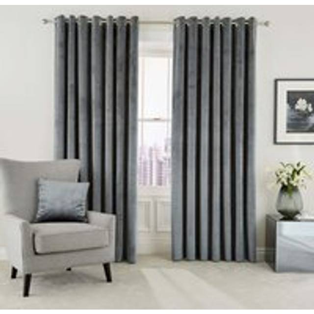 Helena Springfield Escala Lined Curtains 66" x 90", Steel