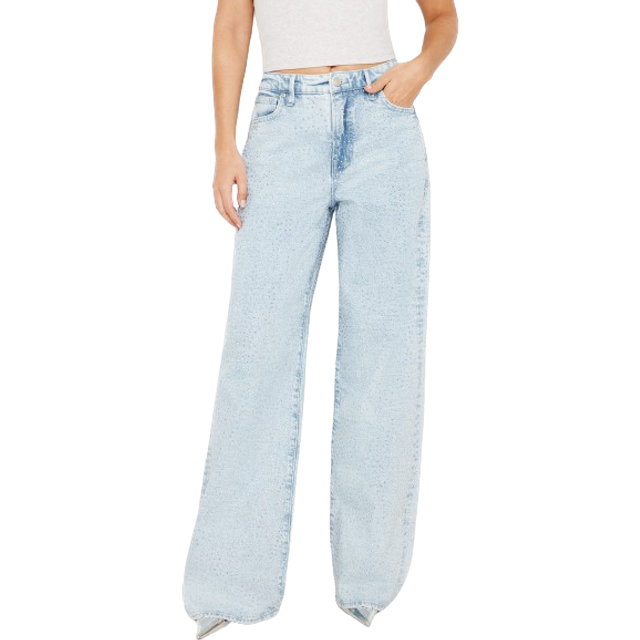 Good American Good Ease Sequinned Denim Jeans - US 6/UK 10 - Blue