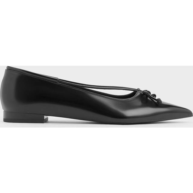 Charles & Keith - Bow Pointed-Toe Ballet Flats - Black Box - UK 5