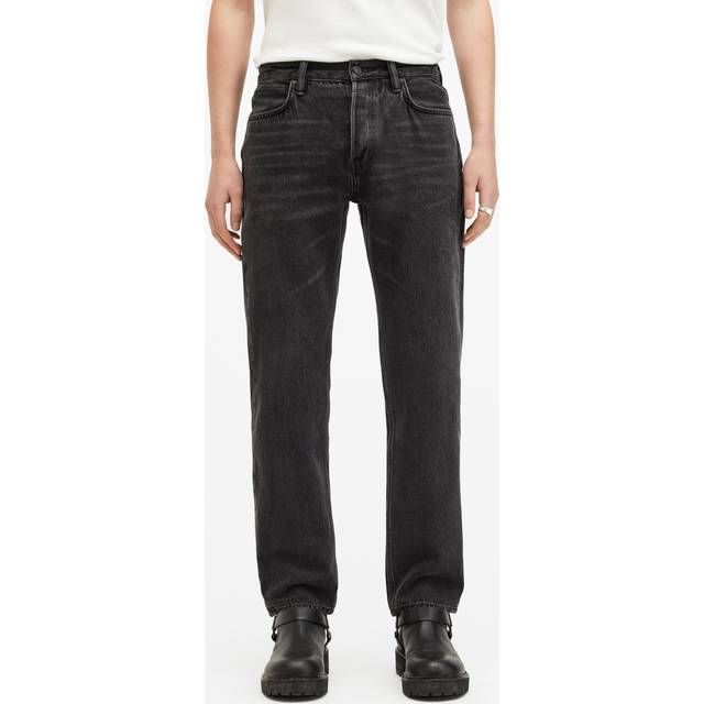 Allsaints Mens Black Reid Straight-leg Organic-cotton Denim Jeans 38 - BLACK