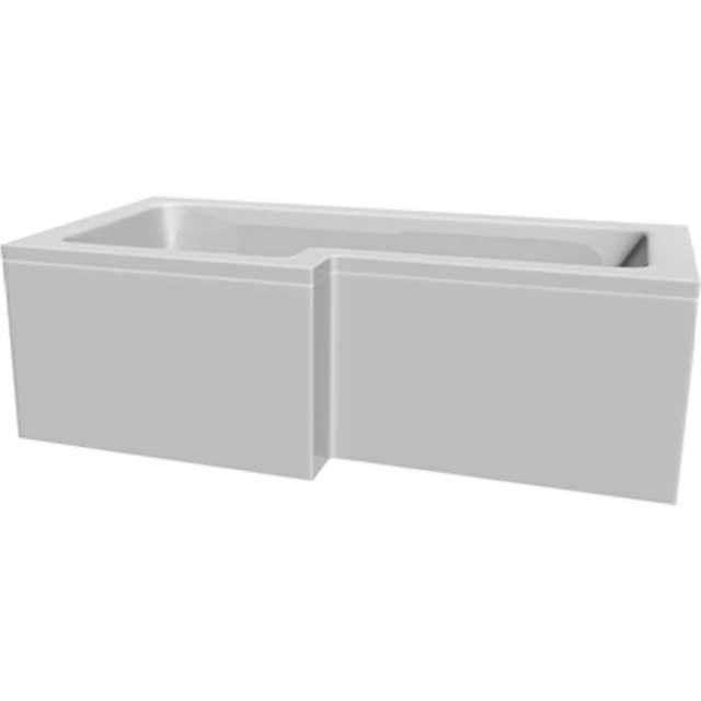 Modern Bathroom L Shaped Shower Bath Front Side Panel White Gloss MDF 1600mm