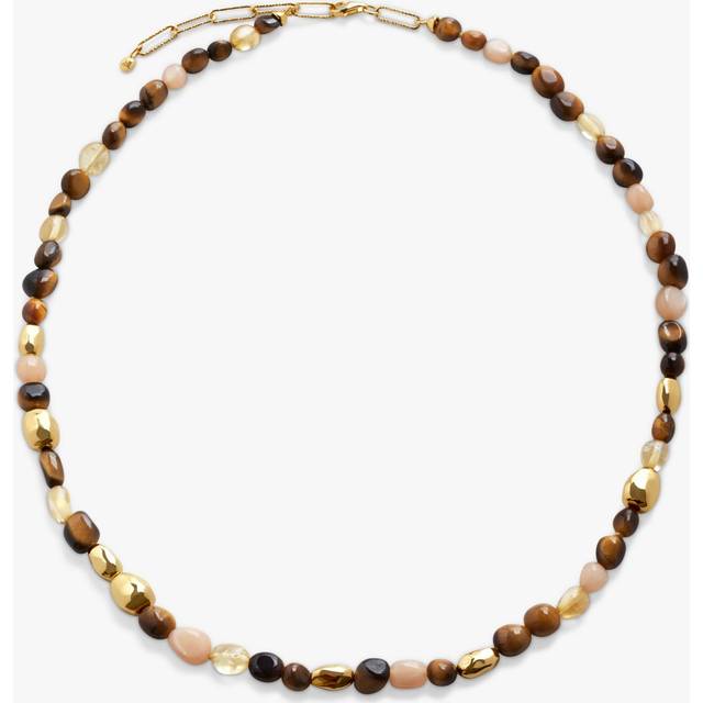 Monica Vinader Tiger's Eye Beaded Necklace, Gold/Multi