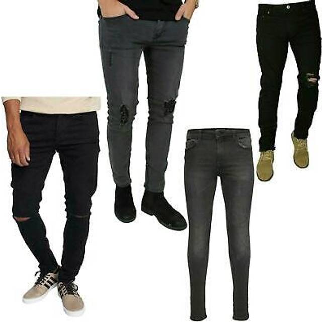 Only and sons men's skinny jeans knee ripped distressed smart denim pants