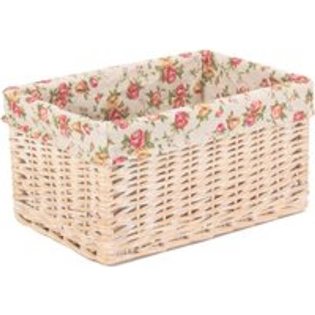 White Wash Garden Rose Lined Storage Basket - Small