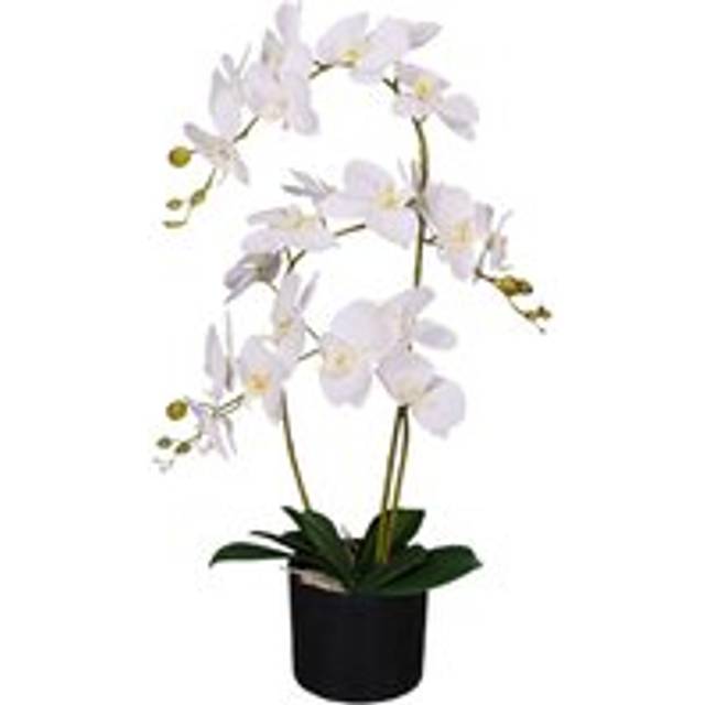 Leaf - 65cm Artificial Luxury Artificial Orchid - 3 Stems - Soft White Plant