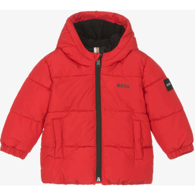 HUGO BOSS Baby Hooded Puffer Jacket, Red