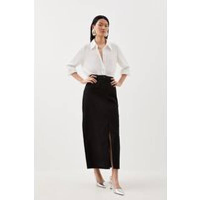 Denim Maxi Skirt - Black