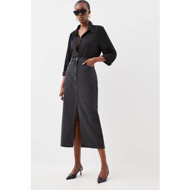 Denim Maxi Skirt - Dark Grey