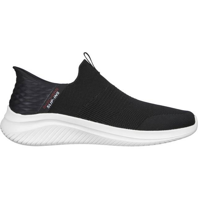 Skechers Herren Ultra Flex 3.0 Smooth Step Sneaker, Schwarzer Strick, roter Rand, 48.5 EU