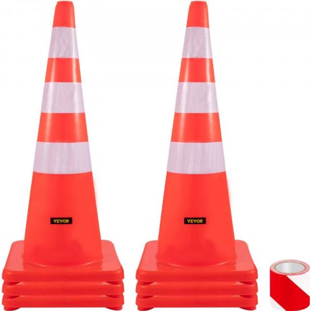 VEVOR Safety Cones Trafikkoner 6 x 36" Orange reflekterande kragar Road Cones