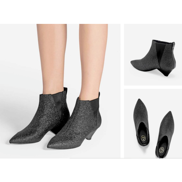 Ash cosmos womens glitter cone heel ankle boots black / silver uk 4 /37