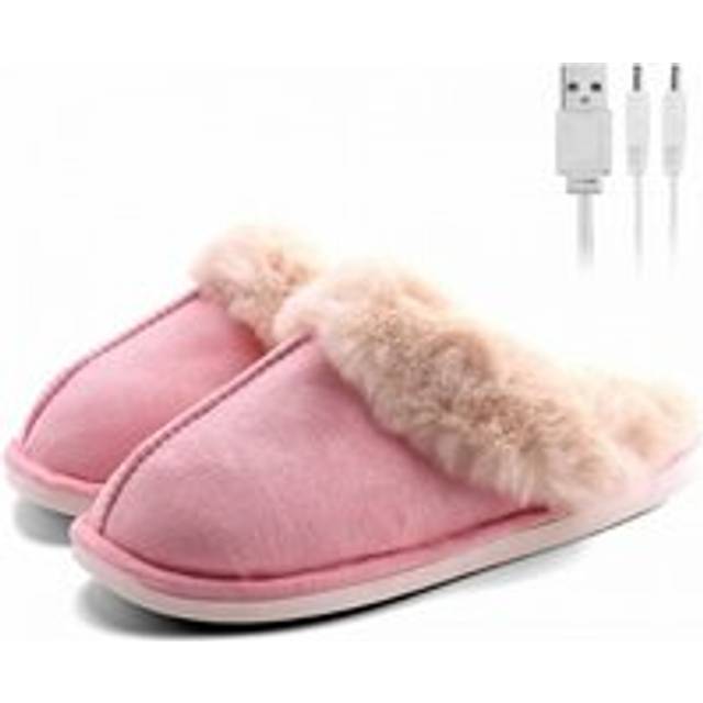Ugg Inspired Usb Heated Fluffy Faux Sheepskin Slippers - 3 Colours! | Wowcher - Pink