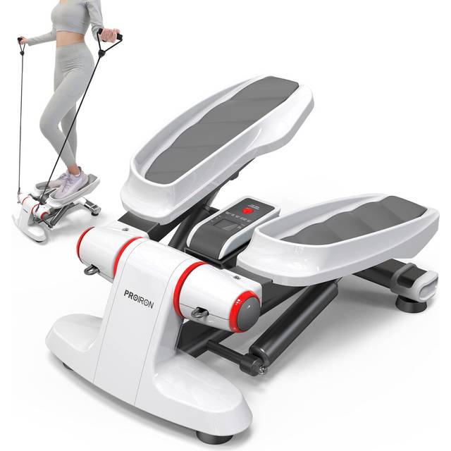 PROIRON Mini Stepper with Extra Large Non-Slip Pedal, Step Exercise Machine with Resistance Bands, Up-Down Stepper with LCD Monitor, Space Saving,