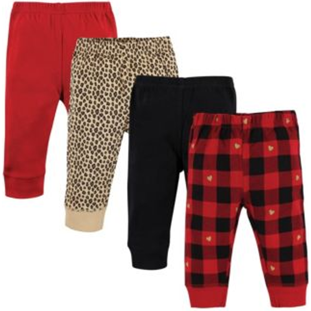 Hudson Baby Unisex Baby Cotton Pants and Leggings  Gold Heart Plaid  3-6 Months