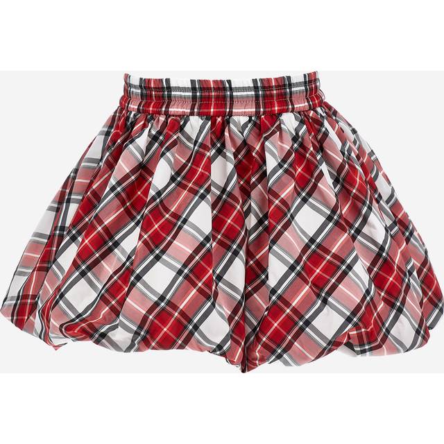 Tartan Taffeta Balloon Skirt in Red