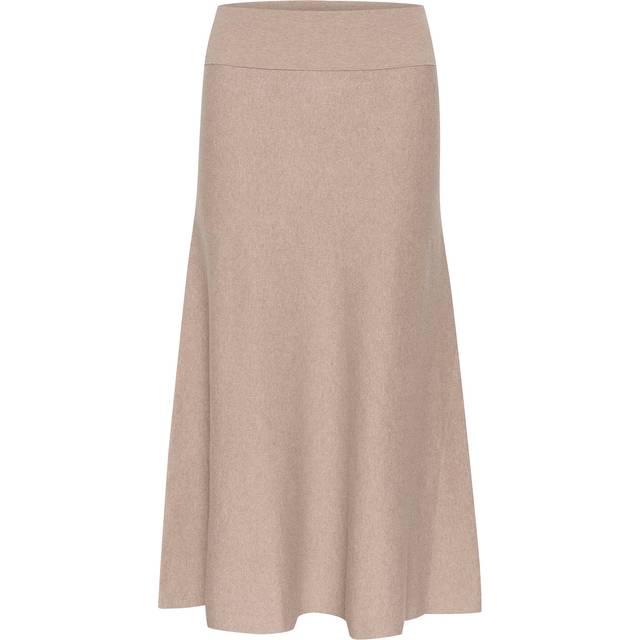 InWear, Midi Skirts, female, Beige, 2XS, Grey Melange Knit Skirt with Flounce