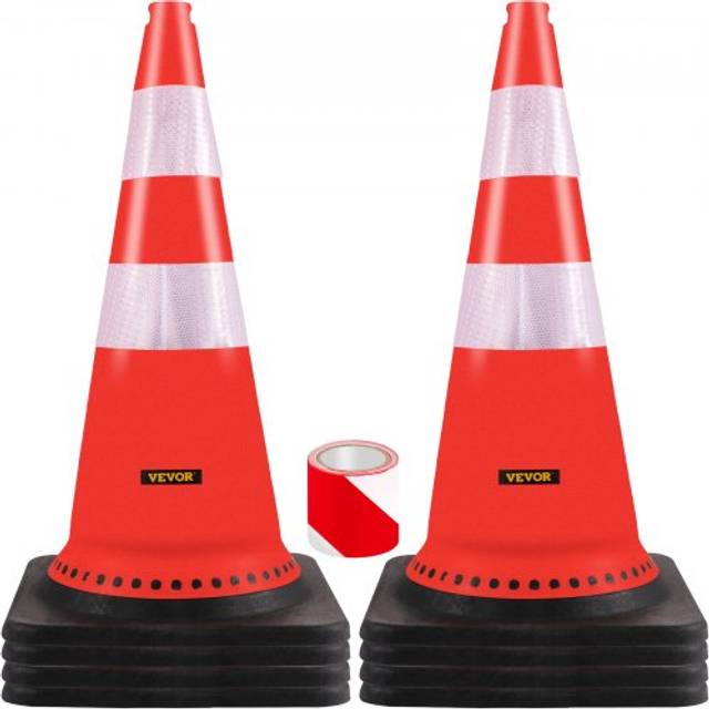 VEVOR Sicherheitskegel, Verkehrskegel, 20,3 x 76,2 cm, orange, reflektierende Kragen, Stra&#xDF;enkegel