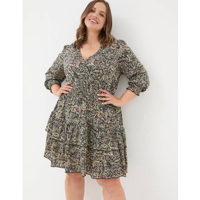 FatFace Amba Wild Paisley Jersey Dress Ivory - FatFace - Size: 24