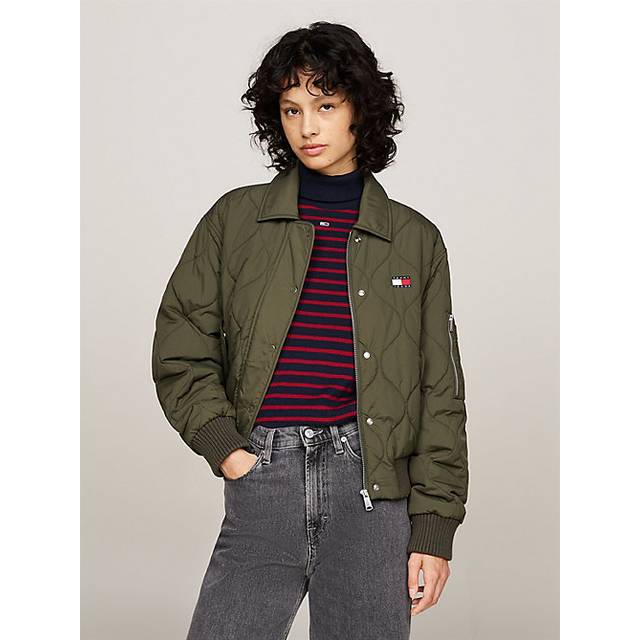 Tommy Jeans – Khakigrön quiltad bomberjacka-Grön/a
