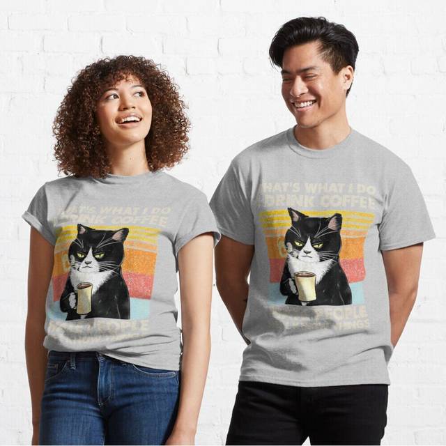 Mens Womens T-shirt That's What I Do I Drink Coffee Ie People And I Know Things Cat Lover Gifts Youth Toddler Short Sleeve Tee Tops Boys