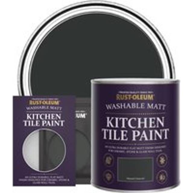 Rust-Oleum Kitchen Tile Paint Ntrl Charcoal Matt 750Ml - Black