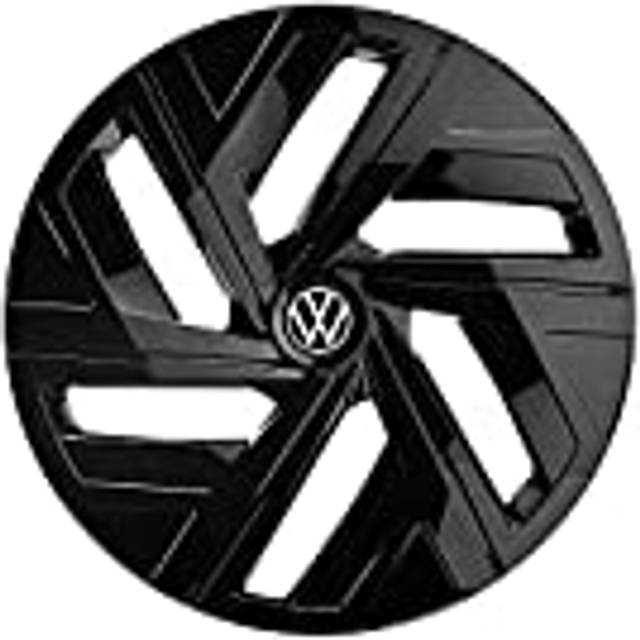 Volkswagen 11A071459ZKC hjulskydd (4 stycken) navkapslar, 19 tums stålfälgar, hjulskydd, svart glänsande