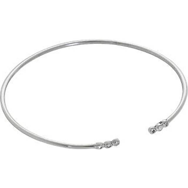 Sterling silver tiny round clear cz open cuff bangle