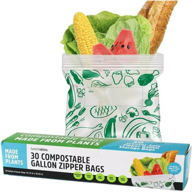 Lunchskins Freezer Bags Compostable Zipper Gallon 30 Bags