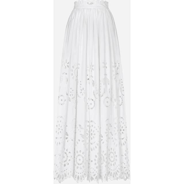 Dolce & Gabbana Long Cotton Circle Skirt With Cut-out Detailing - Woman Skirts White 36