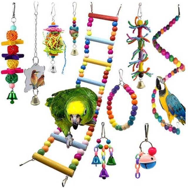 Parrot Toys Rope Ladder Stand Budgie Cockatiel Bird Toys Set