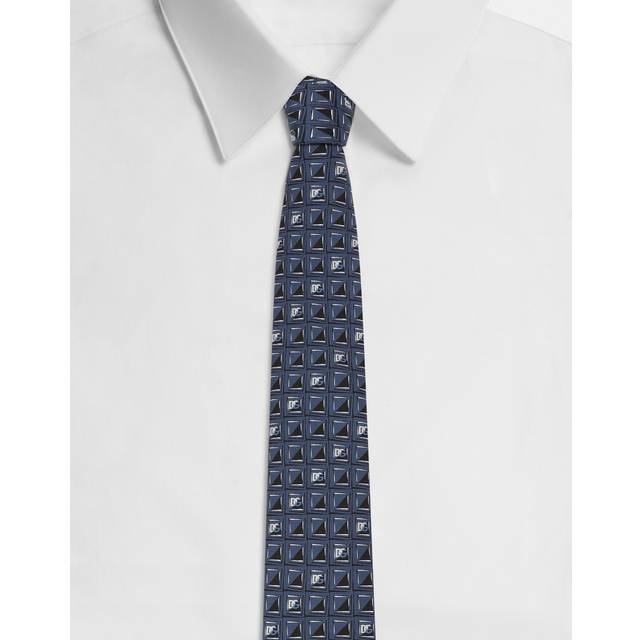 Dolce & Gabbana Silk Jacquard Tie With Micro-designs And Dg Logo - Man Ties And Pocket Squares Print Onesize