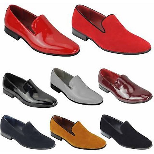 Mens loafers patent leather smart casual slip on driving shoes uk size 6-12