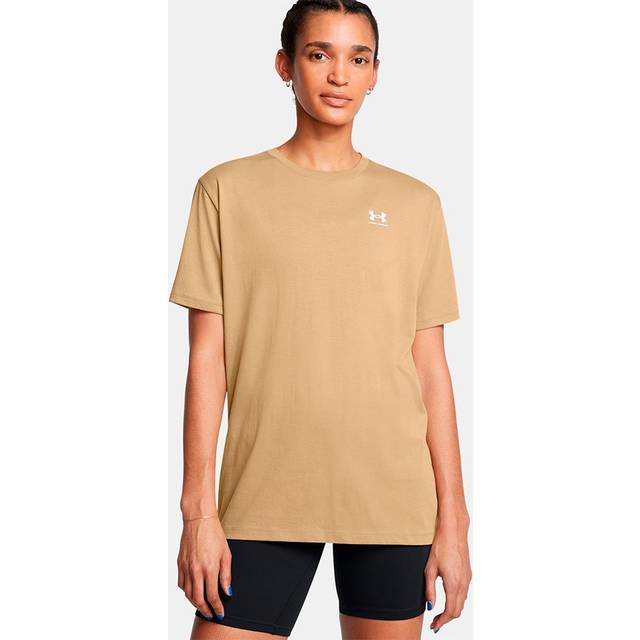 Under Armour BF Logo Women's Oversized Short Sleeve Camel / White XS - Brown