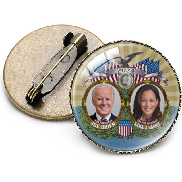 (Pattern 9) Biden Harris 2024 Brooch Pin Re-elect Joe Biden&Kamala Harris Buttons Brooch Pin Badge Pin Lapel Jewelry Gift