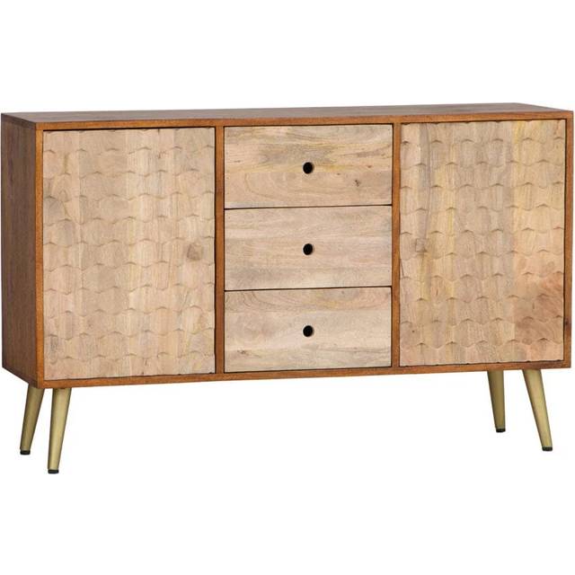 Dakota Solid Mango Wood 2 Door 3 Drawer Large Sideboard (80cm H X 130cm W X 40cm D)