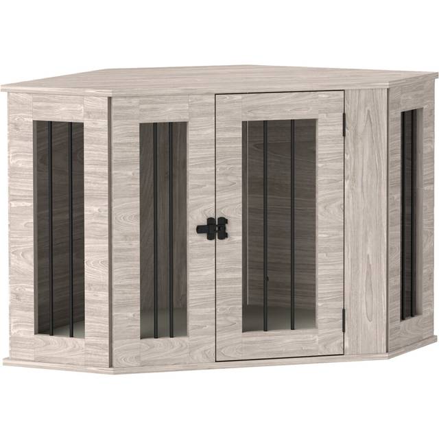 PawHut Dog Crate Furniture w/ Cushion - Door - Walnut Brown - Medium | TJ Hughes