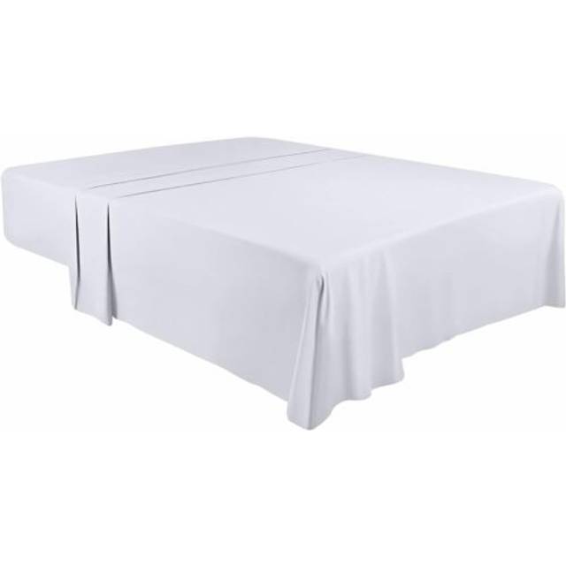Flat Sheet - Easy Care Soft Brushed Polyester-Microfibre Fabric - Wrinkle, Shrinkage and Fade Resistant (White, Single)