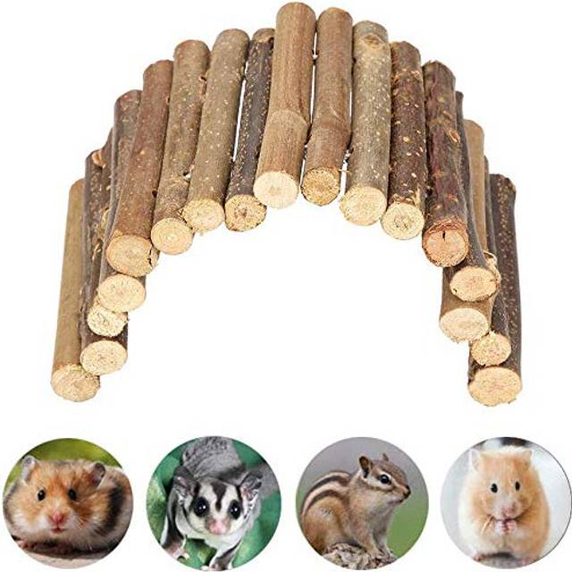 Wooden Ladder Hamster Chew Bridge Toy Reptile Hiding House Fence Habitat Decor for Reptile Lizard Tortoise Hedgehog Mice Gerbils(Small)