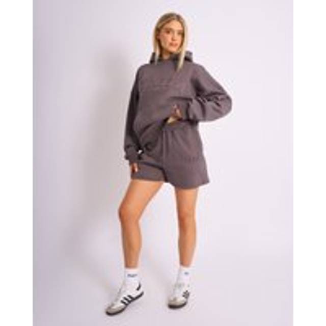 Kaiia Embossed Logo Sweat Shorts Dark Grey - dark_grey