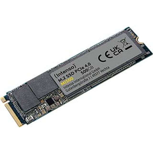 Intenso MI500 500 GB NVMe SSD, M.2 Intern SSD, PCIe 4.0 Gen4 x 4, 5 300 MB/s läsning, 4 000 MB/s skrivning, solid state-enhet, 500 GB