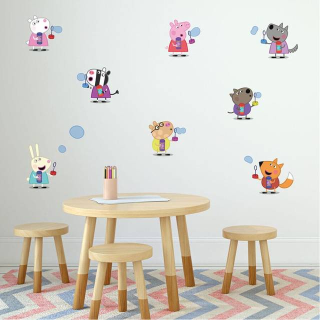 (Peppa Blowing Bubbles, Regular) Peppa Pig Wall Stickers Official Peppa Pig Wall DÃ©cor Room Accessories Easy to Apply Cleanly Removable