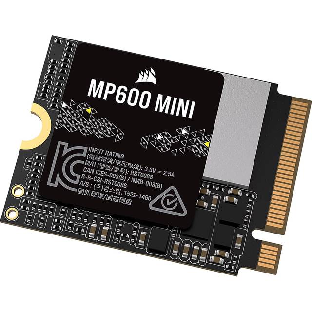 CORSAIR MP600 MINI 2 TB M.2 NVMe PCIe x4 Gen4 SSD – M.2 2230 – Upp till 7 000 MB/sek Sekventiell Läsning – 3D TLC NAND med Hög Densitet – Perfekt för Steam Deck Och Microsoft Surface – Svart