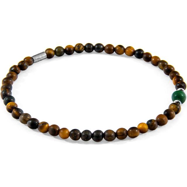 Brown Tigers Eye and Green Jade Walter Silver and Stone SKINNY Bracelet