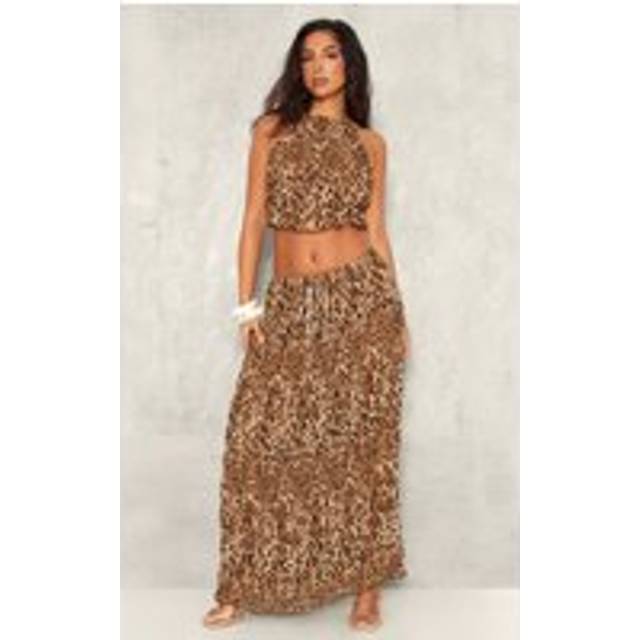 Petite Leopard Print Low Waist Chiffon Maxi Skirt, Animal - 6