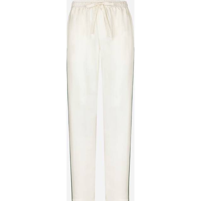 Dolce & Gabbana Silk Jogging Pants With Dg Embroidery - Man Pants And Shorts White 48