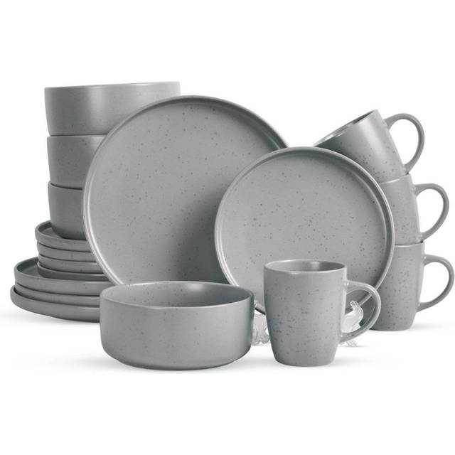 16 Piece Dinner Set Nordic Stoneware Dinnerware Set - Grey - One Size