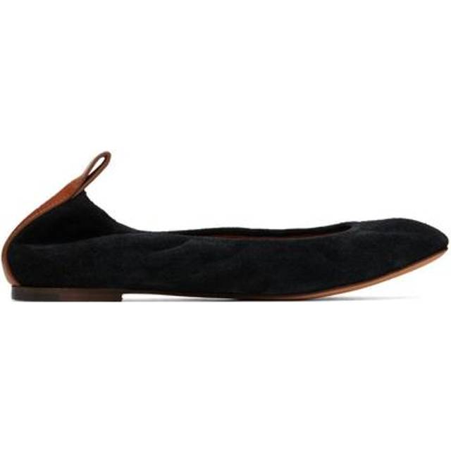Lanvin Black Suede Ballerina Flats - 10 Black - IT 41