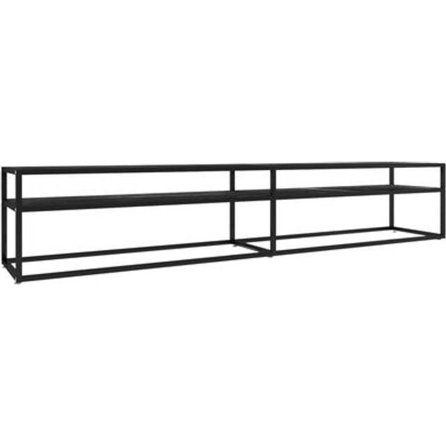 Tv-bänk svart marmor 220x40x40,5 cm härdat glas